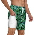 thumbnail image 2 of Kdxio Monstera Leaves Print Men'S Swim Trunks With Compression Liner 7 Inch Inseam Quick Dry Swim Shorts, 2 of 7