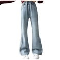 thumbnail image 2 of hengsof Girls Embroidered Side Detail Flare Jeans for 5-15 Years, Stretch Casual Fashion Pants, Chic Everyday Bottoms, 2 of 8