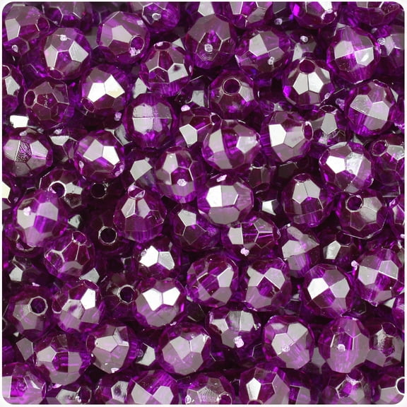 BeadTin Dark Amethyst Transparent 8mm Faceted Round Craft Beads (450pcs)