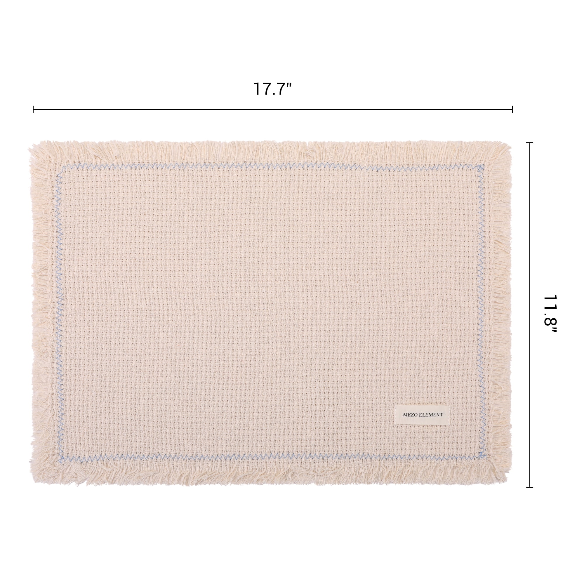 Unique Bargains 4pcs Cotton Blend Washable Table Mat Blue Edge 15.7"x11.8"