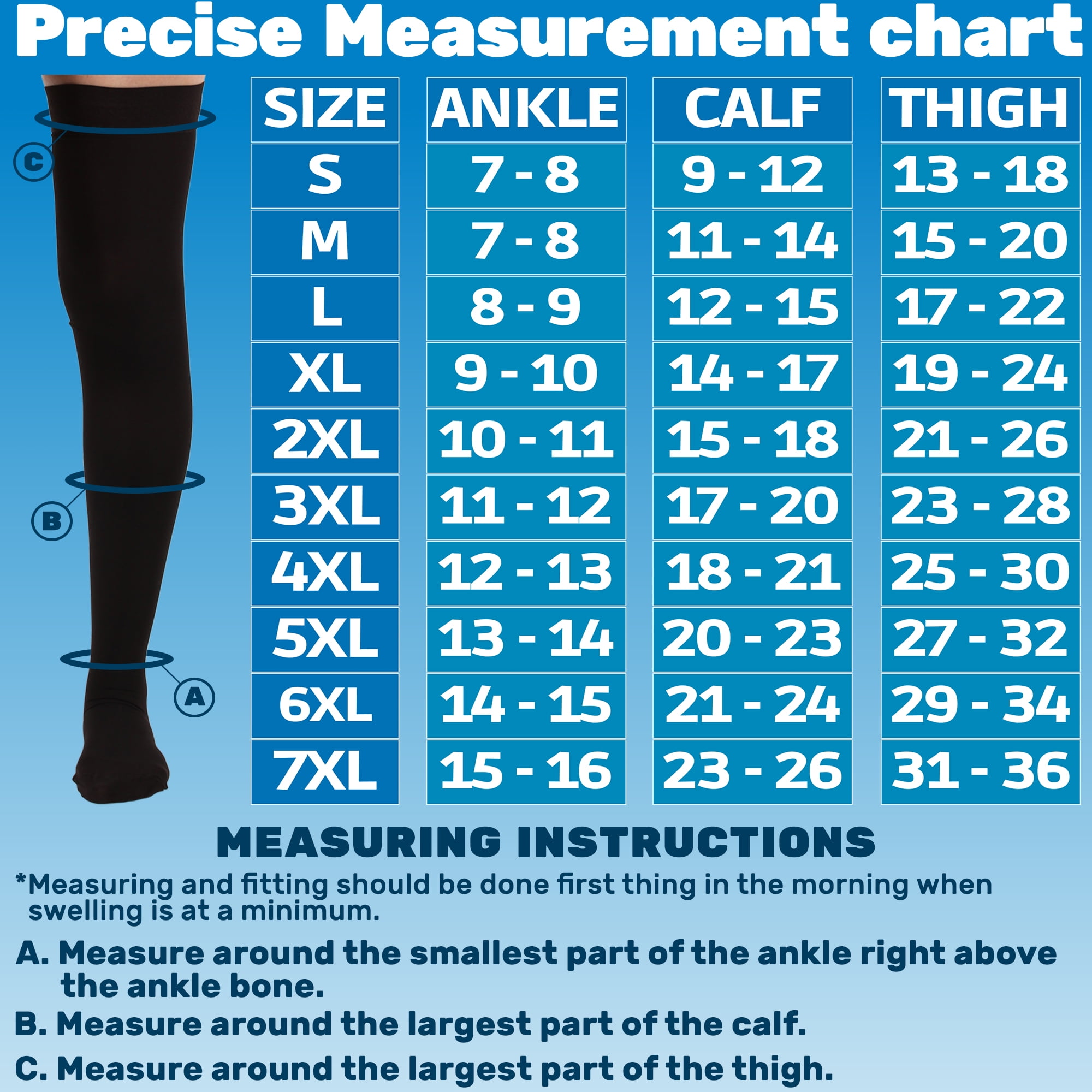 Made in USA - Opaque Compression Thigh High for Women 20-30mmHg - Black, Large