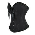 thumbnail image 2 of Corsets for Women Vintage Ruffles Halloween Boned Bustier Bodysuit with Front Tie Lace Up 1920S Retro Overbust Push Up Corset Shapewear Black XXL, 2 of 5