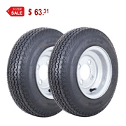 WANDA Trailer Tire Wheel Assembly 4.80-8 6-Ply C 70M with 4 Lugs on 4" PCD Silver Rim ,SET 2