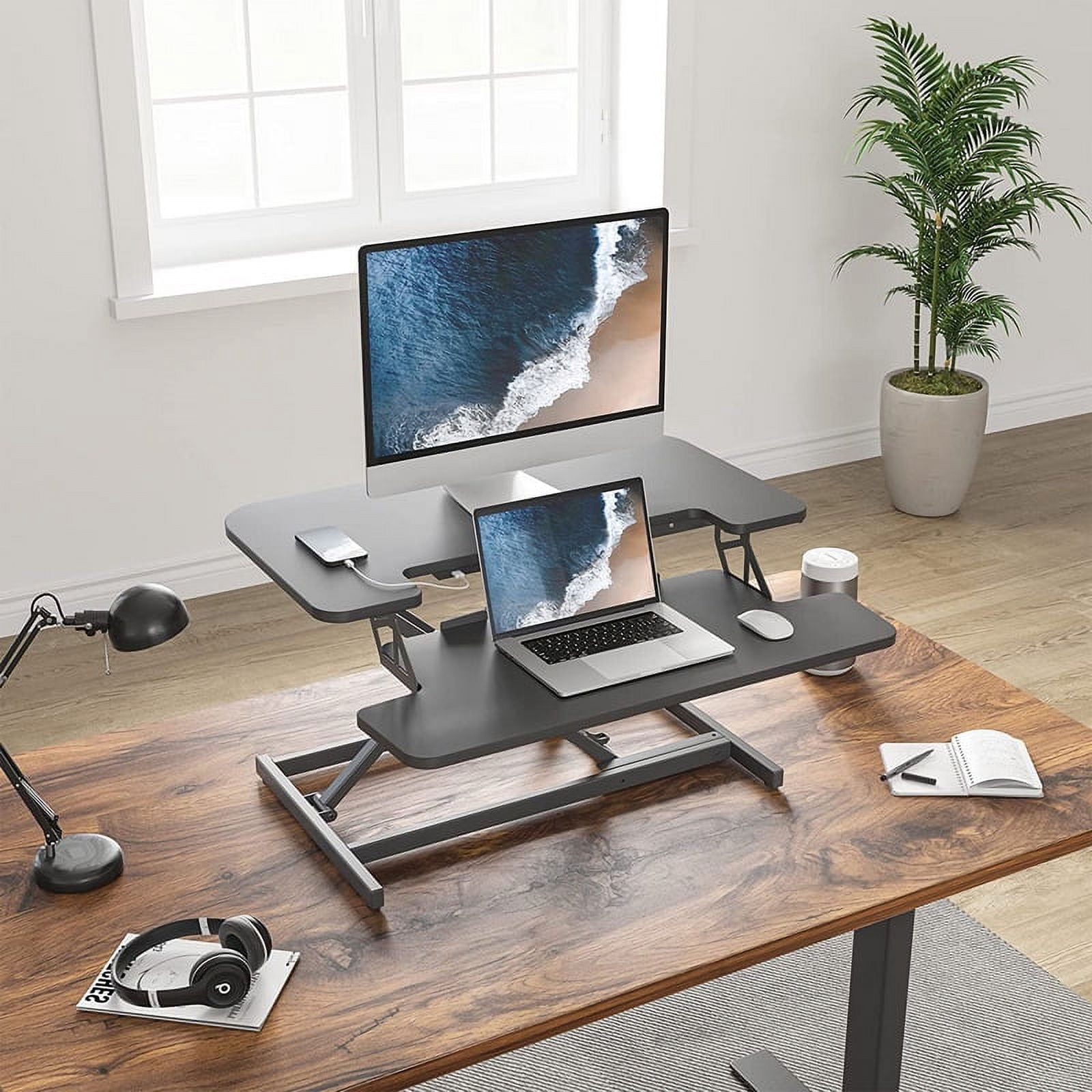 FEZIBO SB01B 37" Standing Desk with Height Adjustable Up to 19" Desk Riser LM08