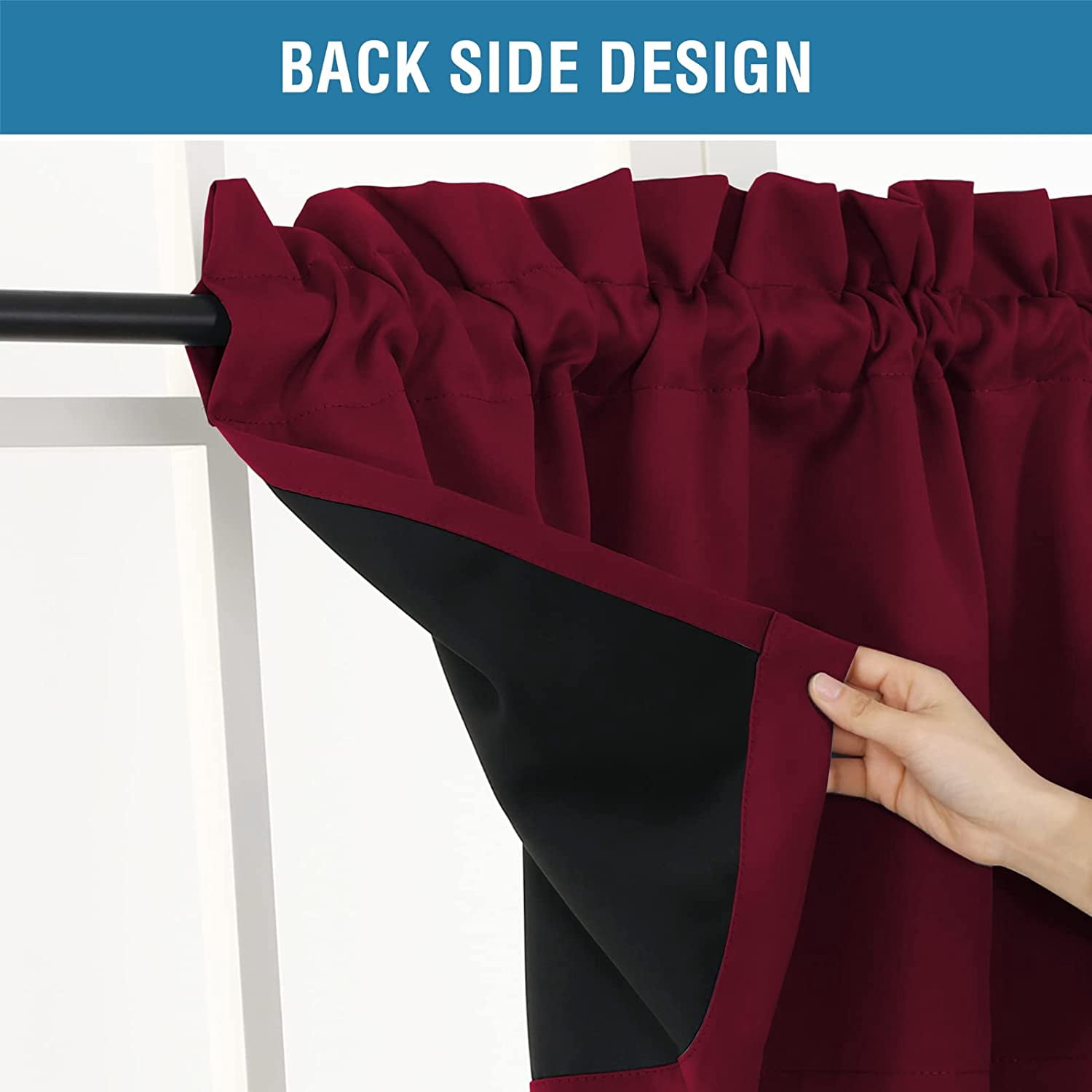 Blackout Curtain Valances for Kitchen Windows/Bathroom/Living Room/Bedroom Thermal Insulated Rod Pocket Valances for Windows, 2 Pack, 52" x 18"