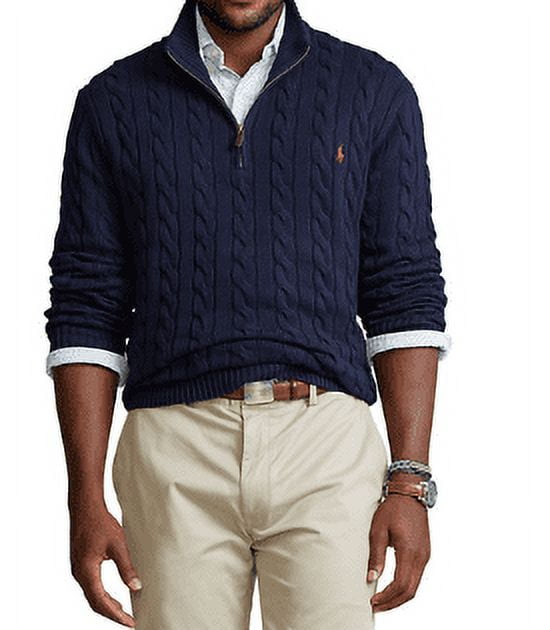 Polo Ralph Lauren Men's Camel Melange Cable Knit Cotton Sweater