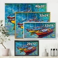 thumbnail image 4 of Designart 'Three Colorful Boats In The Harbor' Nautical & Coastal Framed Canvas Wall Art Print, 4 of 5