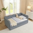 thumbnail image 5 of LOOM Cozy Gingham Daybed with Trundle Twin Size Sofa Bed No Box Spring Needed,with USB Port and Adorable Wave Shaped,Linen Fabric,Navy, 5 of 9