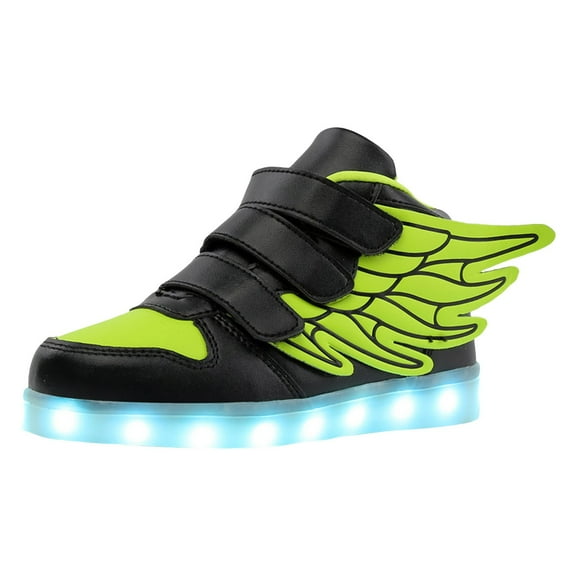 Bwdbhd Boys Tennis Shoes Toddler Shoes Boys Sneakers Light Up Shiny LED Lightning Unisex Kids Sport Shoes Green,2.5 Big Kid