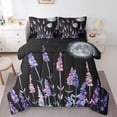 thumbnail image 1 of YST Starry Sky Comforter Set 7 Piece Twin Size, Galaxy Moon Bedding Sets For Kids Teens Adult, Purple Flower Bed In A Bag Floral Night Sky Comforter With Sheet Set, Reversible, 1 of 1