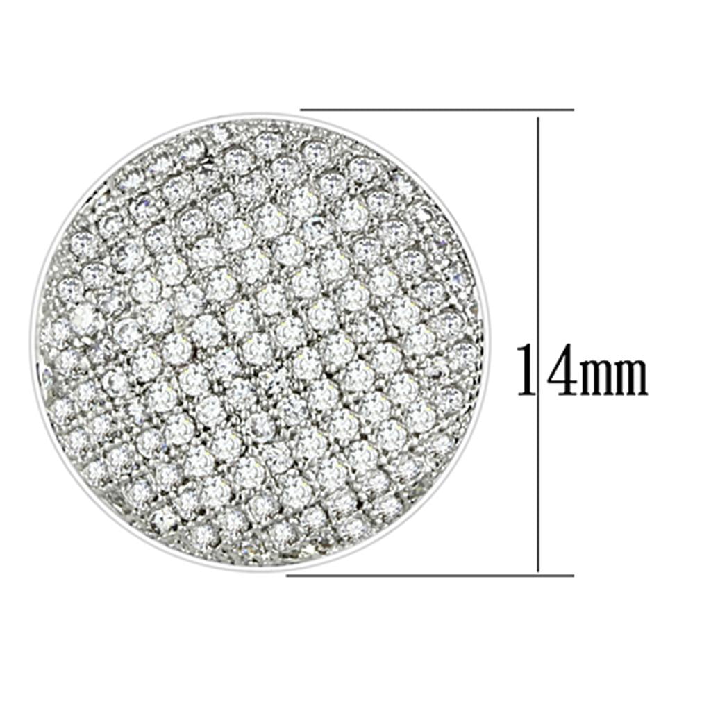 Women's Brass Rhodium CZ Clear 3.60(g) Western Stud Earrings