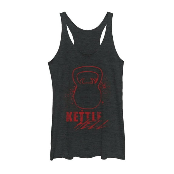 Women's CHIN UP Kettlebell Hell  Racerback Tank Top Black Heather Medium