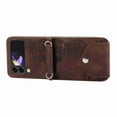 thumbnail image 4 of ELEHOLD for Samsung Galaxy Z Flip 4 Shoulder Crossbody Wallet Case with Card Slots, Floral Embossed PU Leather Wallet Flip Protective Kickstand Wrist Strap Cover, brown, 4 of 7