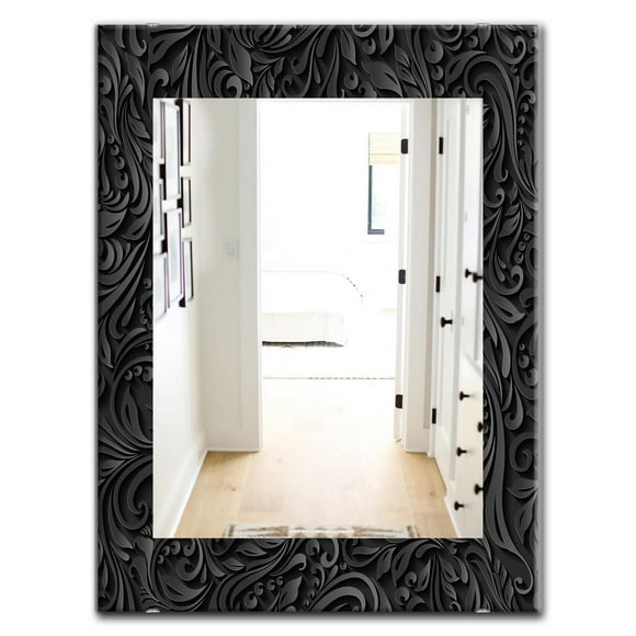 Designart 'Obsidian Impressions 10' Modern Mirror - Wall Mirror - 24x36