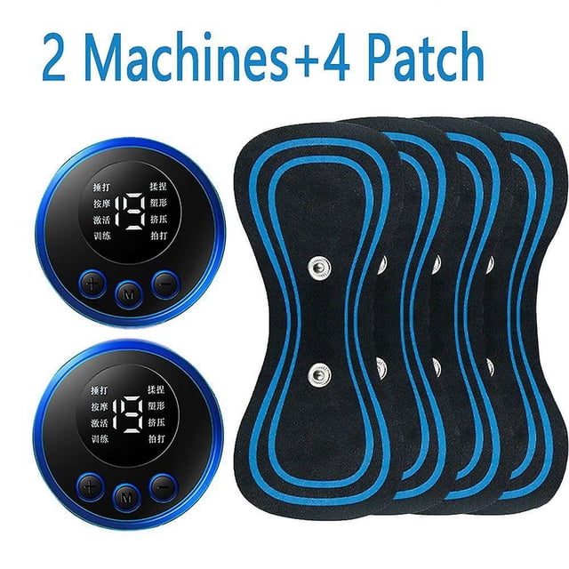 EMS Neck Massager Rechargeable Cervical Massage Sticker Patch 8 Mode 19 Gears Pulsed Therapy Instrument Tens Muscle Stimulator Pain Relief_Särskilda g:2 Machine+4 Patch Great Gift