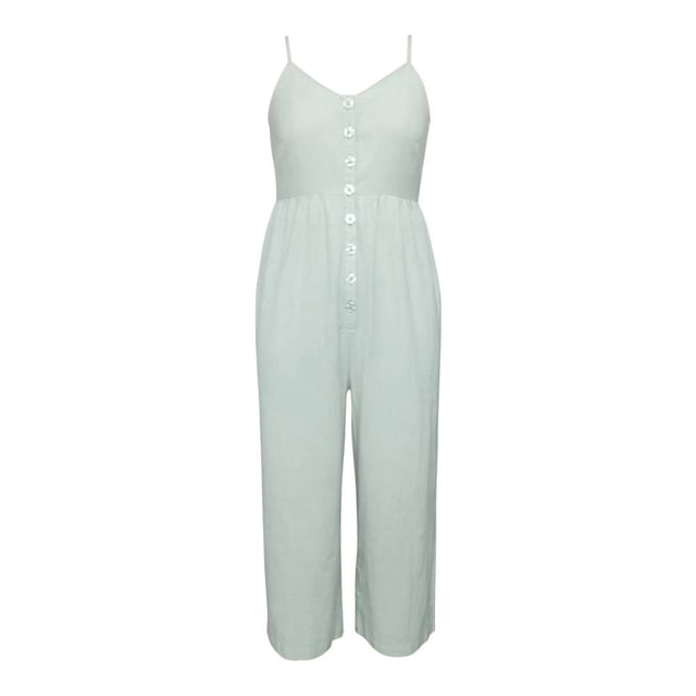 Vestido George para Mujer Jumpsuit Cuello V Botones Frontales Tirante Delgado Verde Talla CH