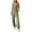 #160-Army Green, variant on Women's Wide Leg Pants Jumpsuit, Solid Color Halter Neck Casual Loose Fit with Pockets, Breathable Cotton Blend Long Pants for Vacation, Daily Wear