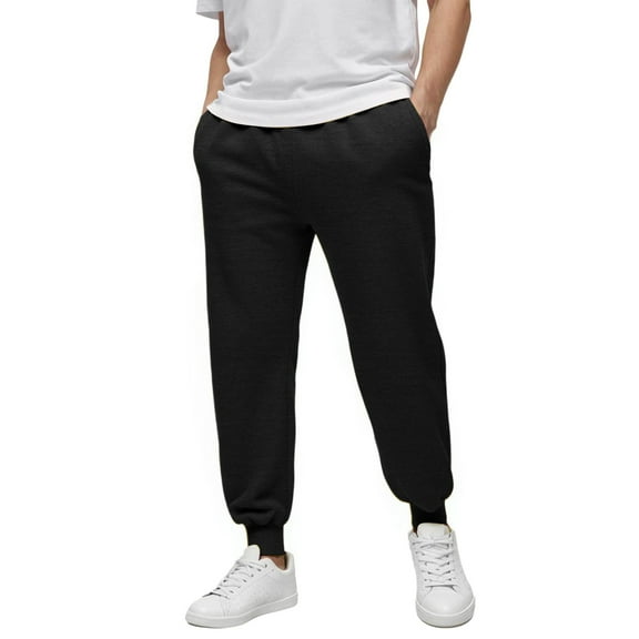 JTieacloth Wide Leg Pants for Men Solid Color Casual Jogger Pants With Elastic Cuffs Comfortable Tapered Sweatpants For Daily Wear And Outdoor Activities Black