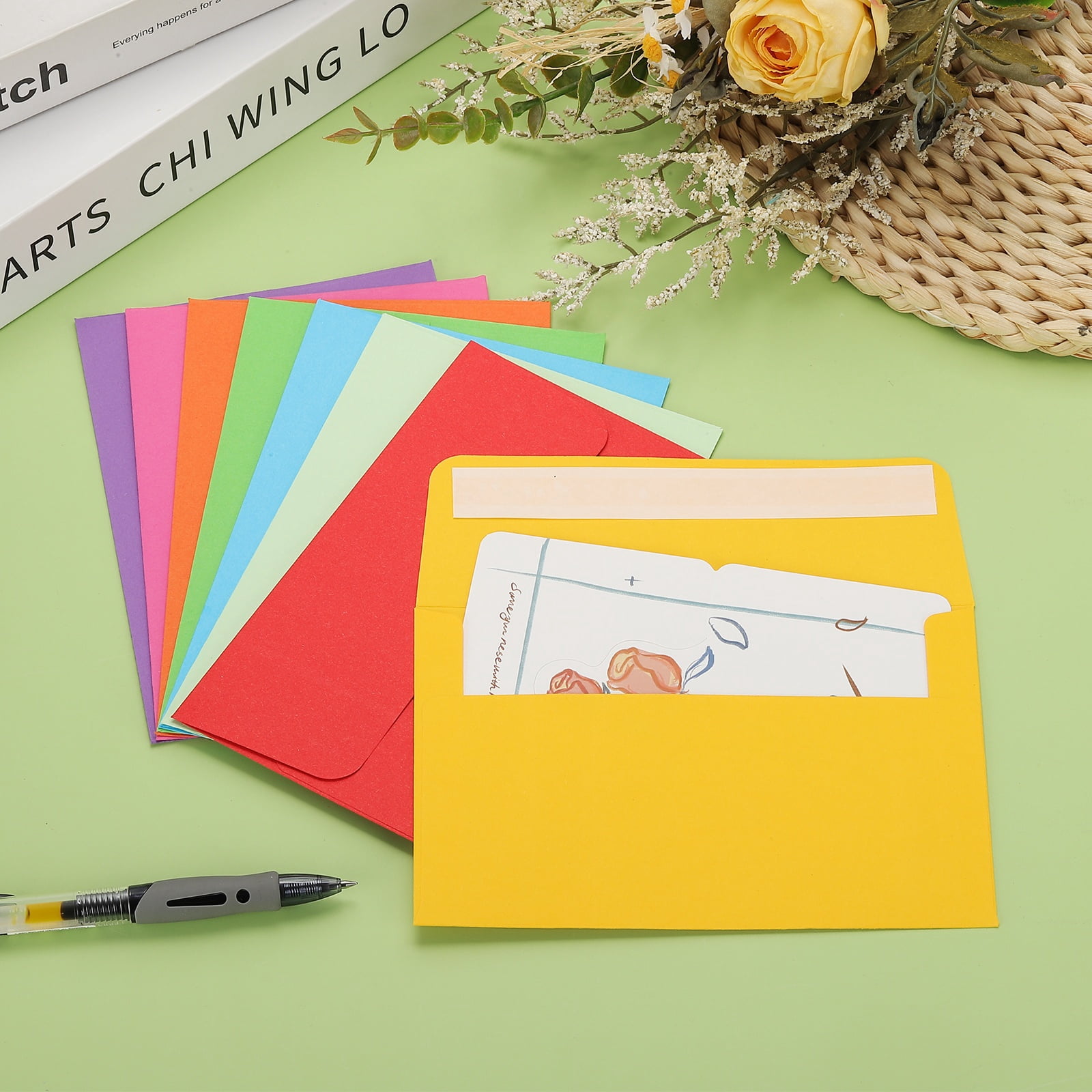 Invitation Envelopes, Greeting Card Envelopes V-Flap Design for Weddings and Special Occasions Dark Golden Yellow