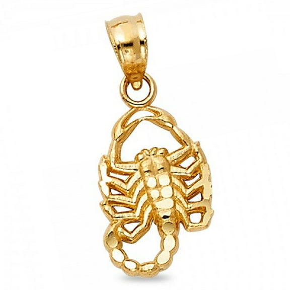 14k Yellow Gold Zodiac Sign Charm Scorpio Pendant Solid High Polished Genuine Design Unisex Fashion Style New 13 mm x 9 mm