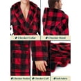 thumbnail image 6 of PAVILIA Mens Robe, Hooded Bathrobe for Men, Fleece Red and Black Robe for Men with Hood, Plush Long Male Robe with Pockets - Plaid Red Buffalo Check, 6 of 8