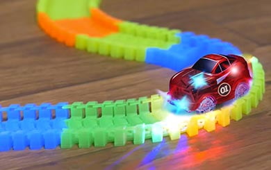 glowing car track