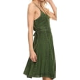 thumbnail image 3 of Sakkas Markay Short Mid Length Spaghetti Strap Sleeveless Embroidered Batik Dress - Green - L/XL, 3 of 5
