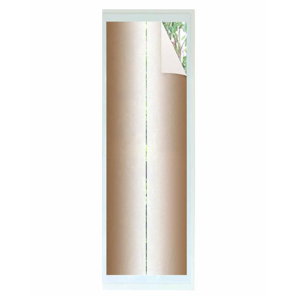 Window Privacy Film, Brown and White Ombre UV Sun Blocking Window Tint Film Heat Control One Way Blackout Window Film, Modern Abstract Gradient Solid Color Art Non Adhesive Static Cling 17.7x78.7 In