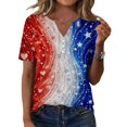 thumbnail image 4 of MEICHEN Women's Summer Printed Tops Short Sleeves Blouse Tops Women's Blouse Short Sleeve T Shirt V Neck T Shirt, 4 of 6