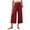 Wine, variant on RQYYD Capri Pants for Women Plus Size Elastic High Waisted Yoga Capris Summer Casual Loose Wide Leg Cropped Trousers with Pockets