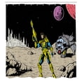 thumbnail image 2 of Ambesonne Alien Trip Shower Curtain, Sci-Fi Retro Comic Hero, 69"Wx70"L, Black Pale Sepia Yellow, 2 of 4
