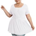 thumbnail image 6 of UVPLove Women's Plus Size V Neck Casual Knit T-shirts Short Sleeve Blouse & Top,White, XL, 6 of 10