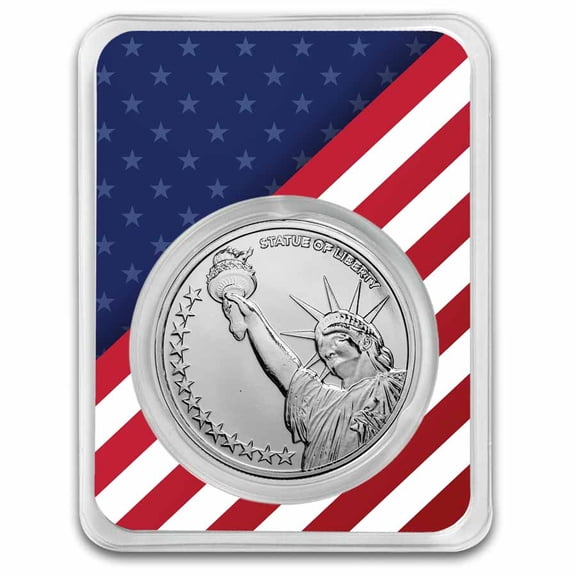 1 oz Silver Round - Statue of Liberty in Stars & Stripes TEP