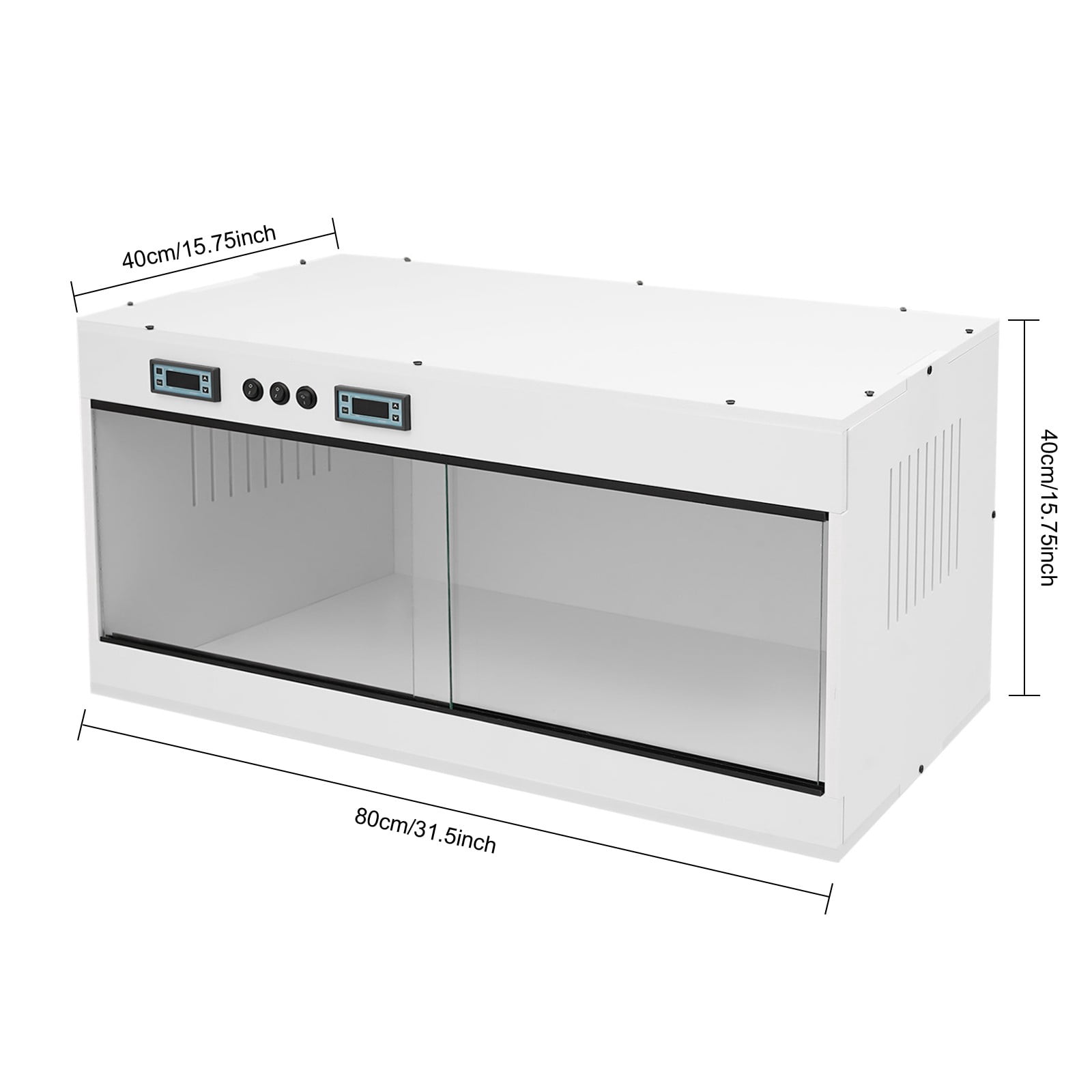 Reptile Terrarium PVC, 31.5x15.75x15.75 Inch Reptile Enclosure with Dual Zone Thermostat, Tempered Glass Door & Ceramic Sockets, Large Habitat Tank for Snake Bearded Dragon Gecko