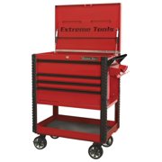 Extreme Tools 33 4-Drawer Deluxe Tool Cart w/Bumpers, Red w/Bla