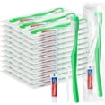 TRAHOODisposable Toothbrushes with Toothpaste and Floss,30Pcs Green