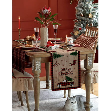 Red Plaid Wooden Texture Truck With, Red Dining Table Centerpiece