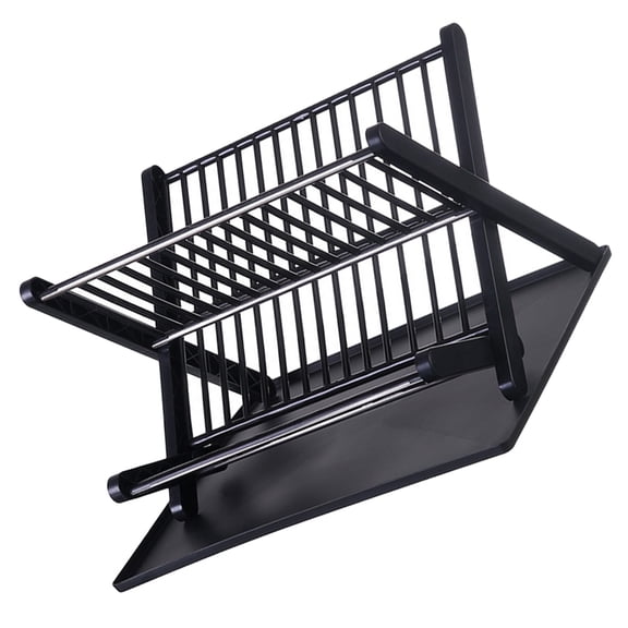 FENGGUIQU Stainless Steel Kitchen Dish Drying Rack with Folding Design, Dish Drainer and Kitchenware Storage Organizer Set