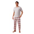 thumbnail image 3 of New autumn men's short-sleeved long pants home set (classic check pattern) - Simple and elegant, suitable for casual outings, 3 of 6