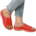 thumbnail image 5 of UDAUDU Women's Sandals Slides Wedge Open Toe Thick Sole Lightweight Slip Resistant Cozy Roman Style Beach Sandal Summer Walking Shoes Red 8.5 Wide, 5 of 5