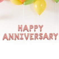 HONITANO 1 Set Happy Anniversary Balloons Rose Gold 16 Inch Round Aluminum Foil for Wedding and Engagement Parties