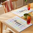 thumbnail image 4 of Easter Placemats Set of 6 Colorful Checkered Plaid Spring Gingham Textured Place Mats Indoor Wipeable Table Mats Washable Cloth Dining Table Placemats for Kitchen Holiday Party Home Decor 13x19 Inch, 4 of 9