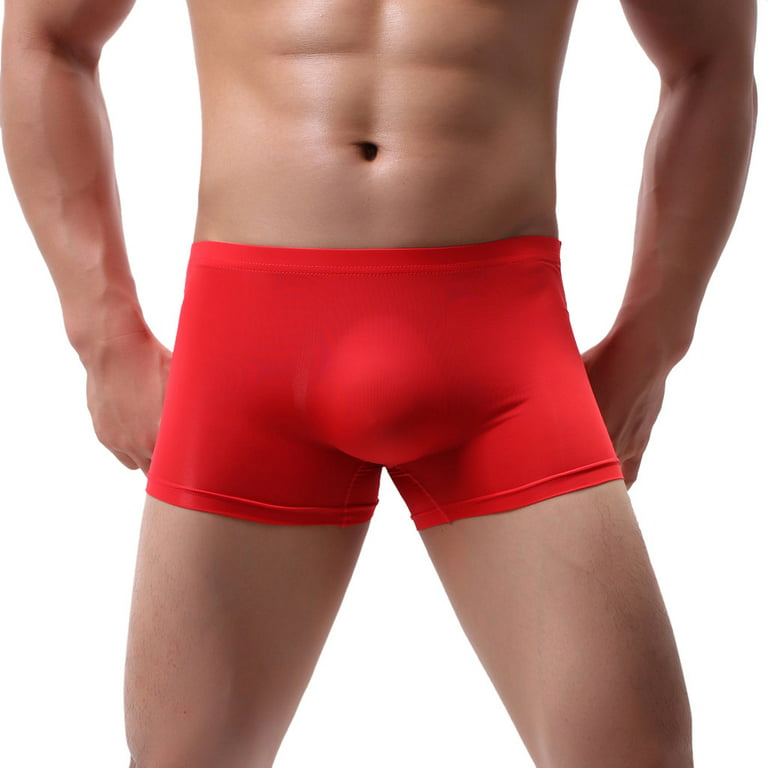 QAZXD Men's Underwear Ice Silk Sweat Absorbing Breathable Boxer Briefs Buy  2 Get 1 Free（Black，M） 