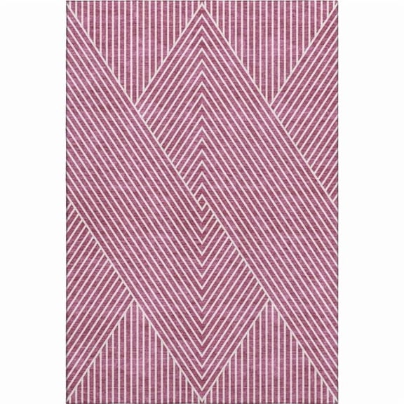 HomeRoots 674639 9 x 12 ft. Blush & Ivory Geometric Transitional Washable Machine Made Rectangle Area Rug with UV Protection