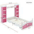 thumbnail image 4 of Bellemave Twin Size Platform Bed with Castle-shaped Storage Shelves and Crown Pattern Footboard Dreamy Princess Bed Frame With Built-in Storage Bookshelf(Twin, Pink+White), 4 of 10