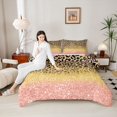 thumbnail image 4 of Homewish Cheetah Leopard Print Bedding Comforter Set for Adult, Gold Pink Twin Comforter Sets, Glitter Sequin Print Reversible Bedding Set, Breathable Home Decor, 2-Piece, 4 of 8
