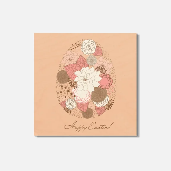 Happy Easter Floral Egg 4'' X 4'' Square Wooden Coaster