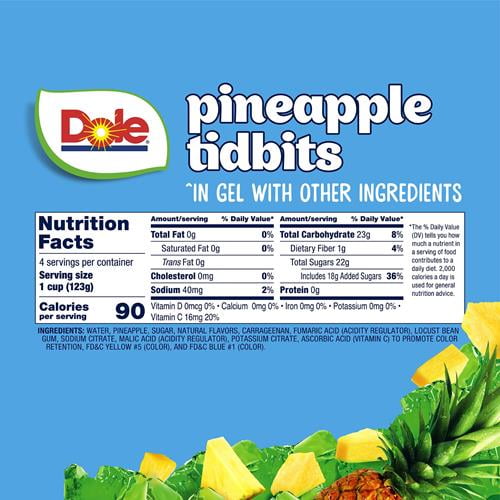 Dole Fruit Bowls Pineapple In Lime Flavored Gel Snacks, 4.3Oz 4 Total Cups, Gluten & Dairy Free, Bulk Lunch Snacks For Kids & Adults - Pack of 2