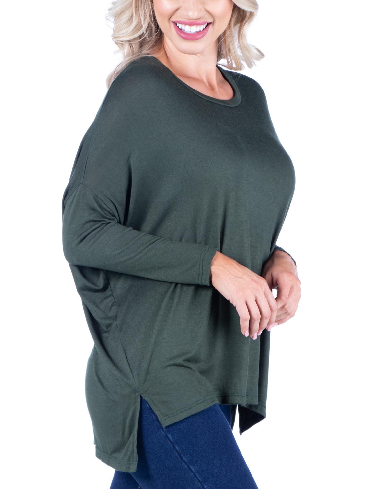 24/7 Comfort Apparel Women's Oversized Long Sleeve Dolman Top