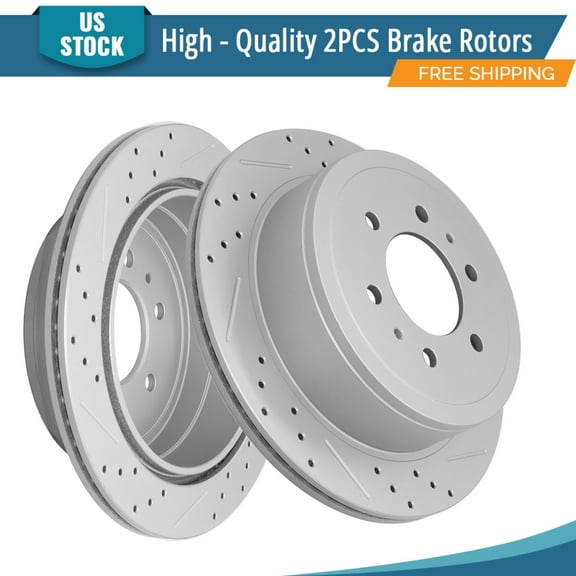YXPCARS 2PCS Rear Brake Rotors(120.65102), Drilled & Slotted Disc Rotors Kit for Ford F-150 2004-2011 Lincoln Mark LT 2006-2008 6 Lug Models Only